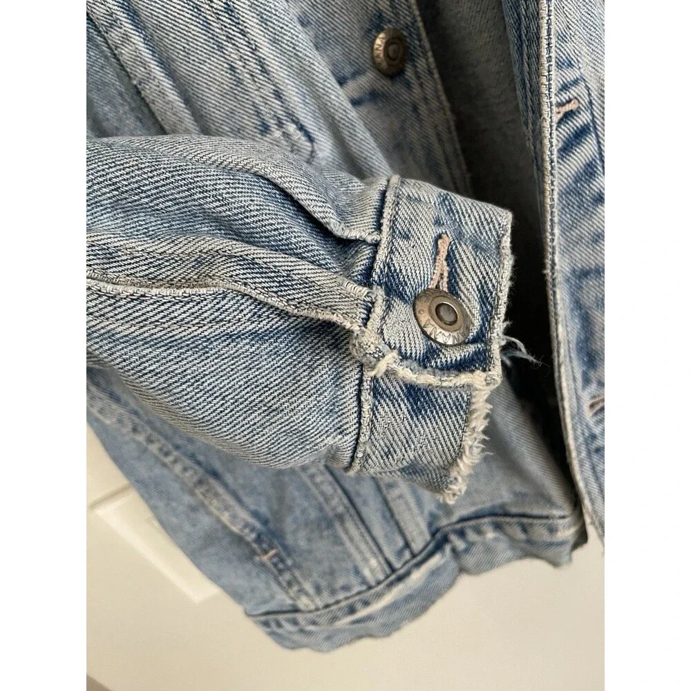 Vintage Banana Republic Travel & Safari Denim Jacket with Leather Trim Trucker L